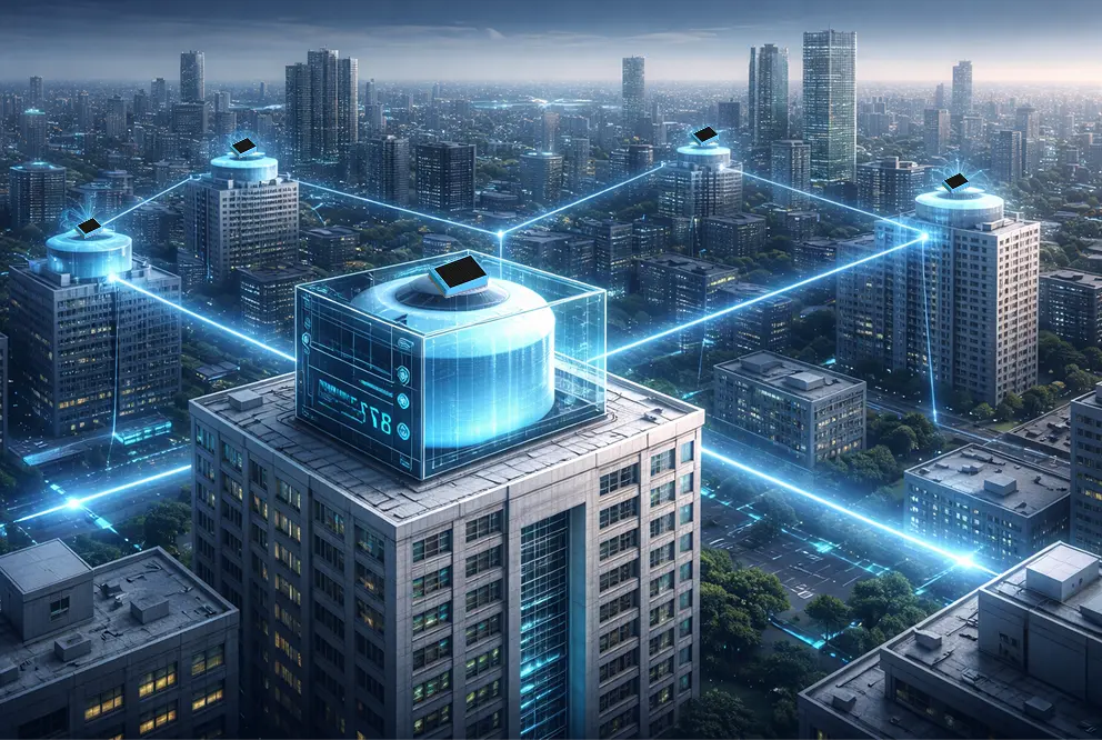Connected future city with smart water tank network
