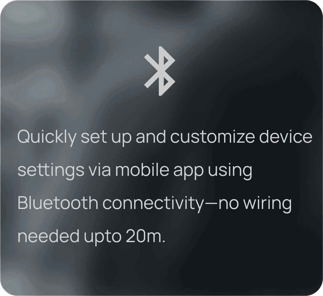 Bluetooth configuration – no wiring needed up to 20m